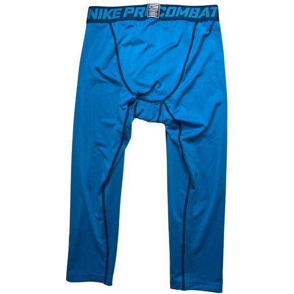 5-76 NIKE PRO COMBAT Men's Compression Pants Blue Medium - Picture 2 of 8